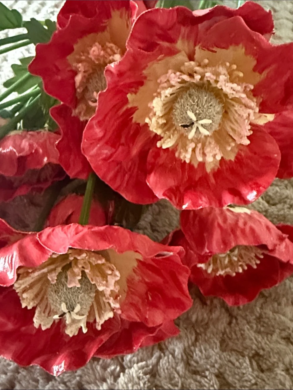 Red Hand Painted Poppy Stem Bouquet!